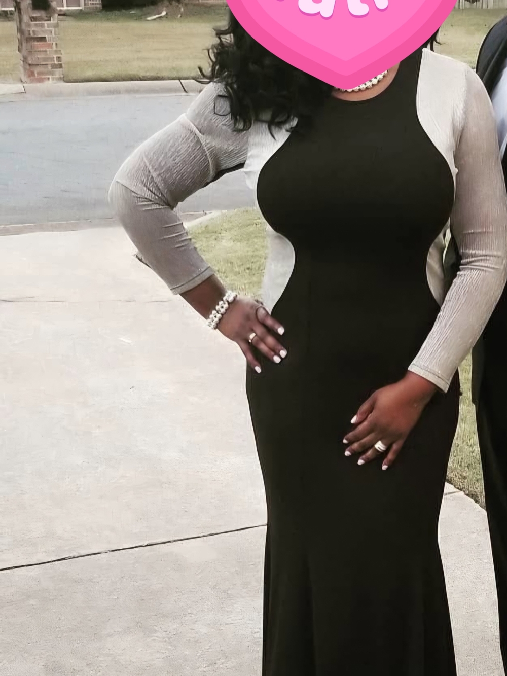 Black & Gold Long Sleeve Evening Dress